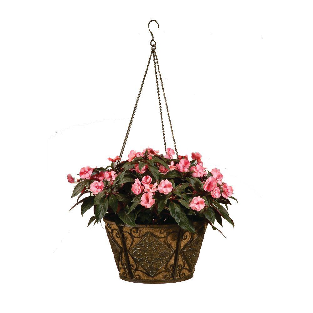 Deer Park 16 inch Planter Metal Hanging Basket Diamond with Coco Liner by Deer Park