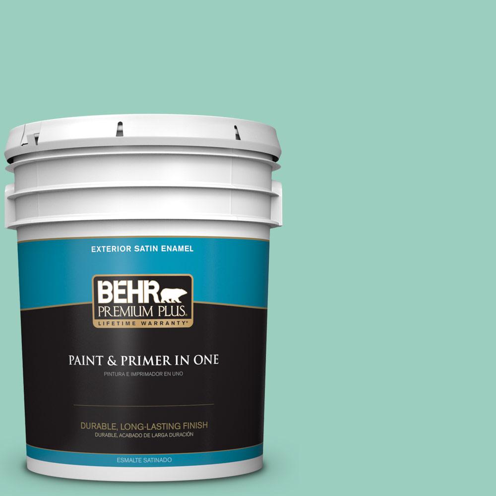 BEHR Premium Plus 5gal. HDCSM146 Thermal Aqua Satin Enamel Exterior