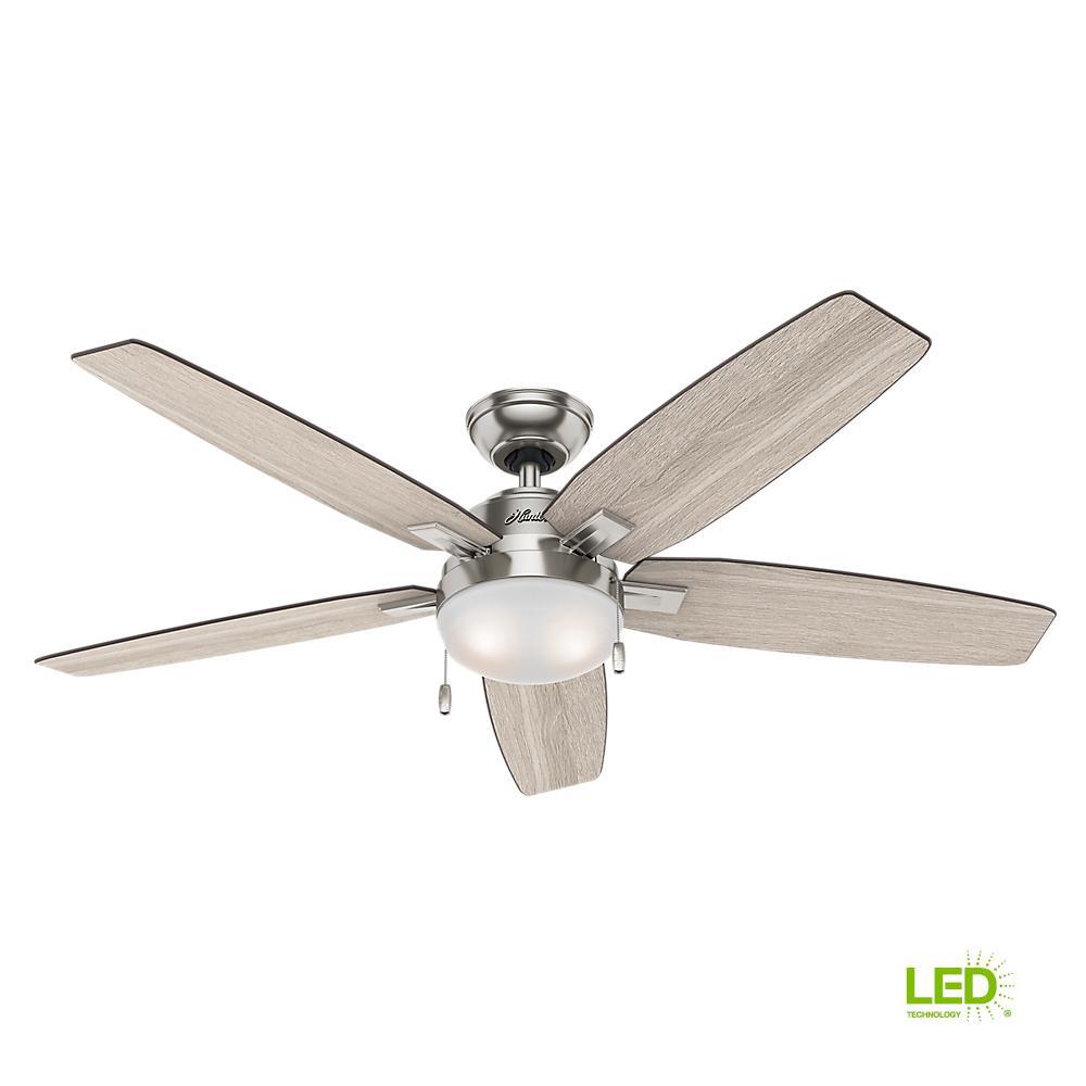 Hunter Ceiling Fans Lighting The Home Depot Led Indoor Brushed Nickel Ceiling Fan With Light