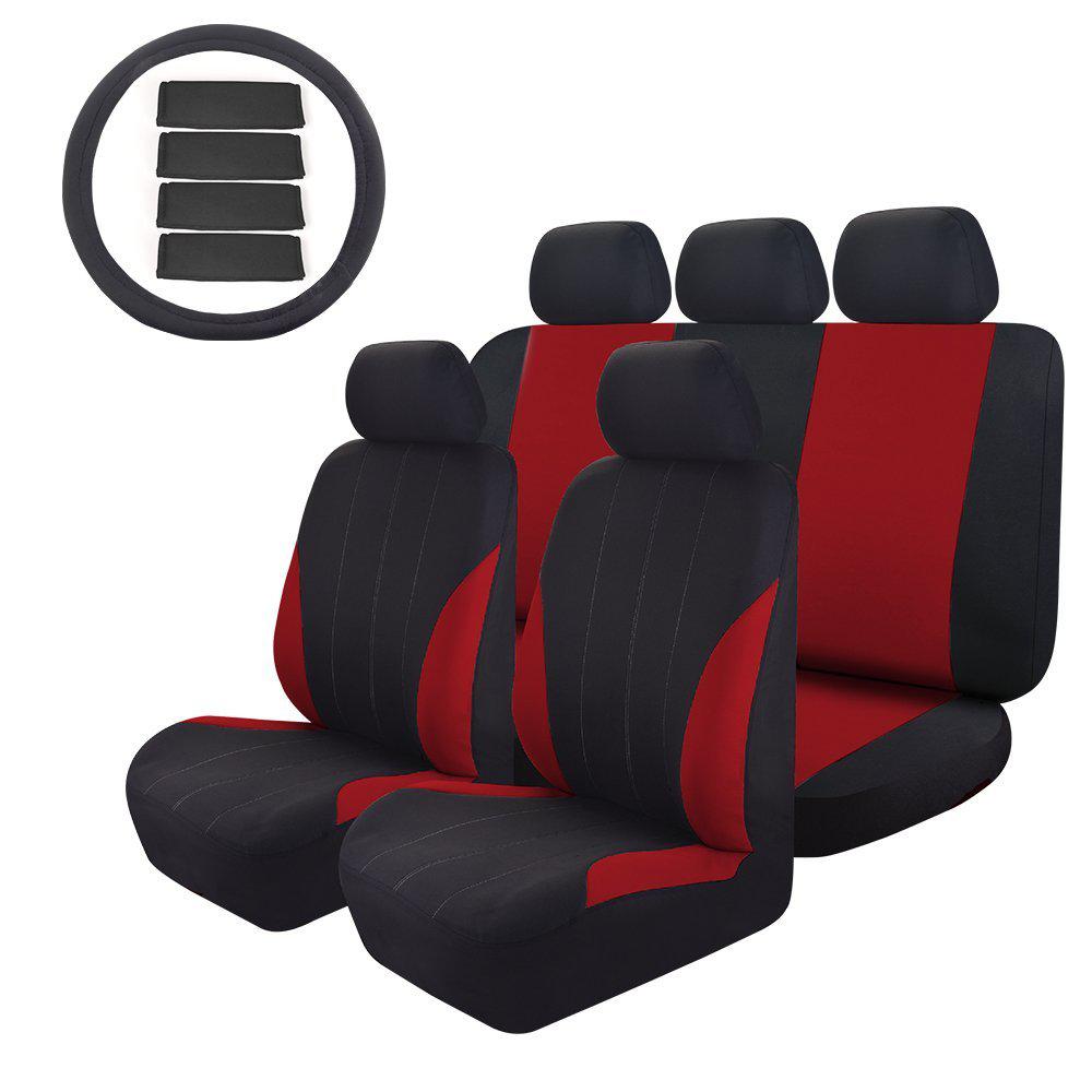 47 In X 23 1 14pc Seat Cover Universal Full Set For Car 47 In X 23 1 14pc Seat Cover Universal Full Set For Car Suv Truck Or Van Free Steering Wheel Red Black Nb006red The Home Depot