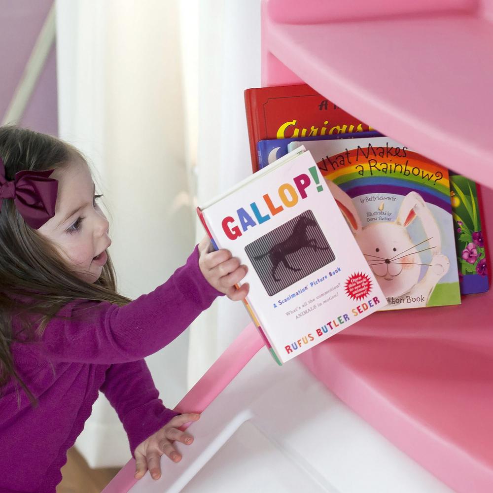 Step2 Lift And Hide Pink Kid S Storage Bookcase 857600 The Home Depot