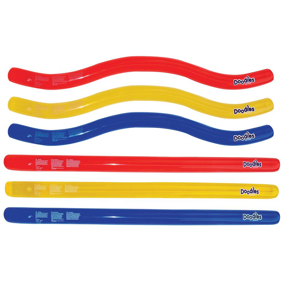 Swim Central Set of 6 Inflatable Blue and Red Swimming Pool Doodles 72u0022