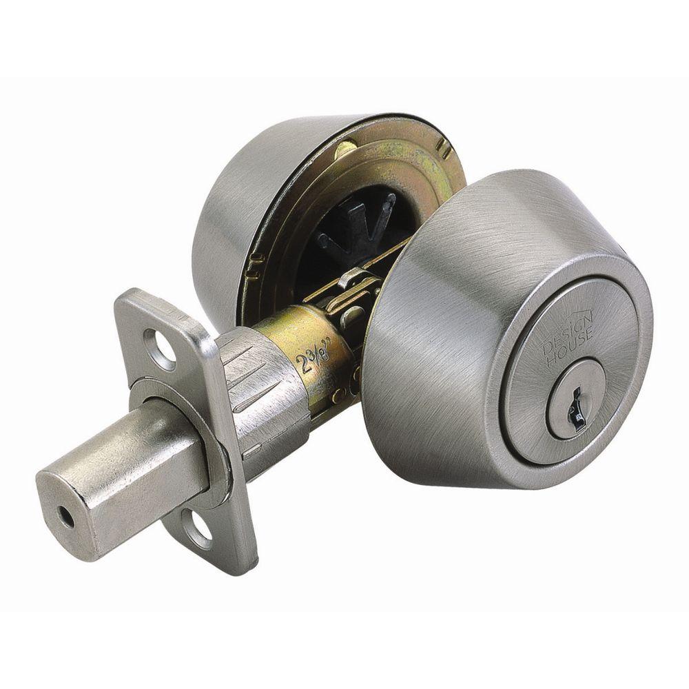 Design House Double Cylinder Satin Nickel Deadbolt with Universal 6Way