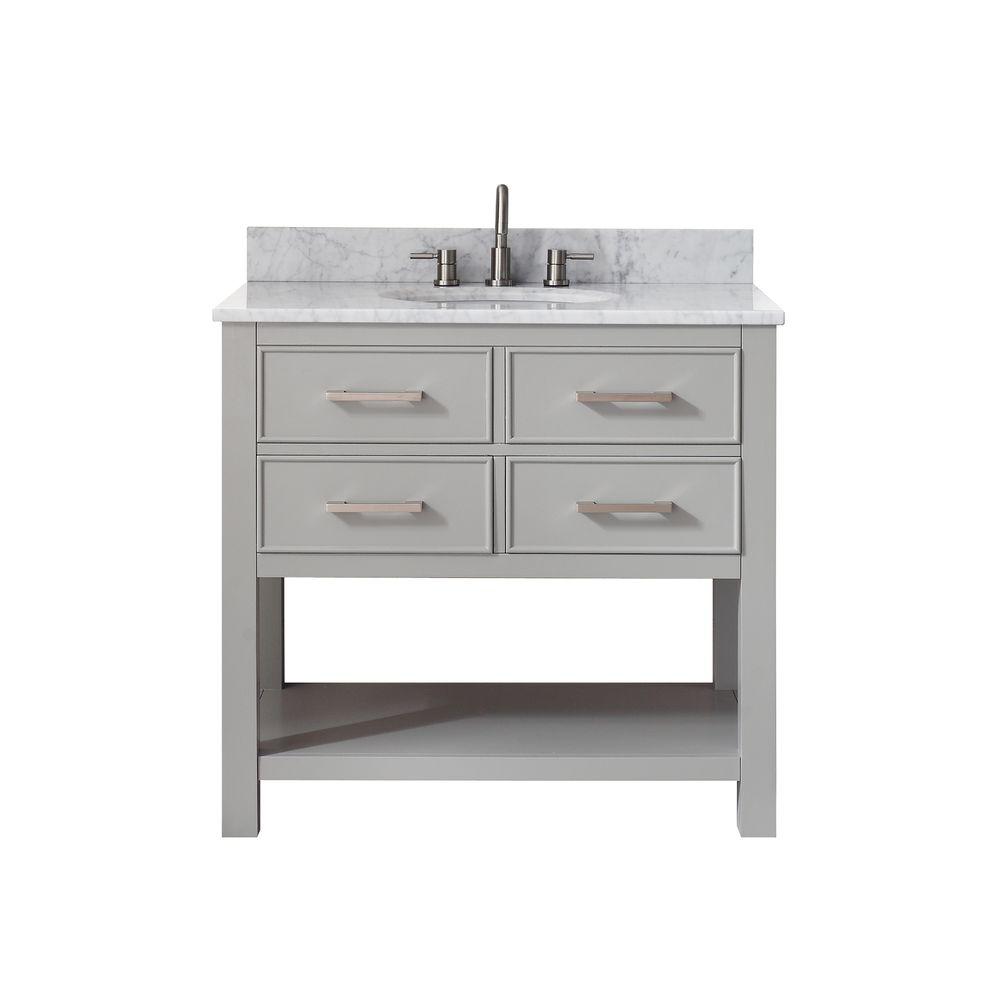 Avanity Brooks 37 In W X 22 In D X 35 In H Vanity In Chilled Gray With Marble Vanity Top In Carrera White With White Basin Brooks Vs36 Cg C The Home Depot