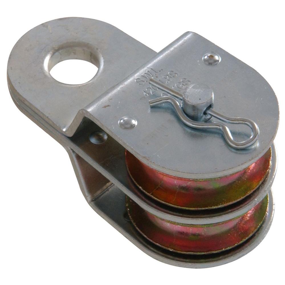 The Hillman Group 1-1/2 in. Double Sheave Heavy Duty Pulley with Fixed ...