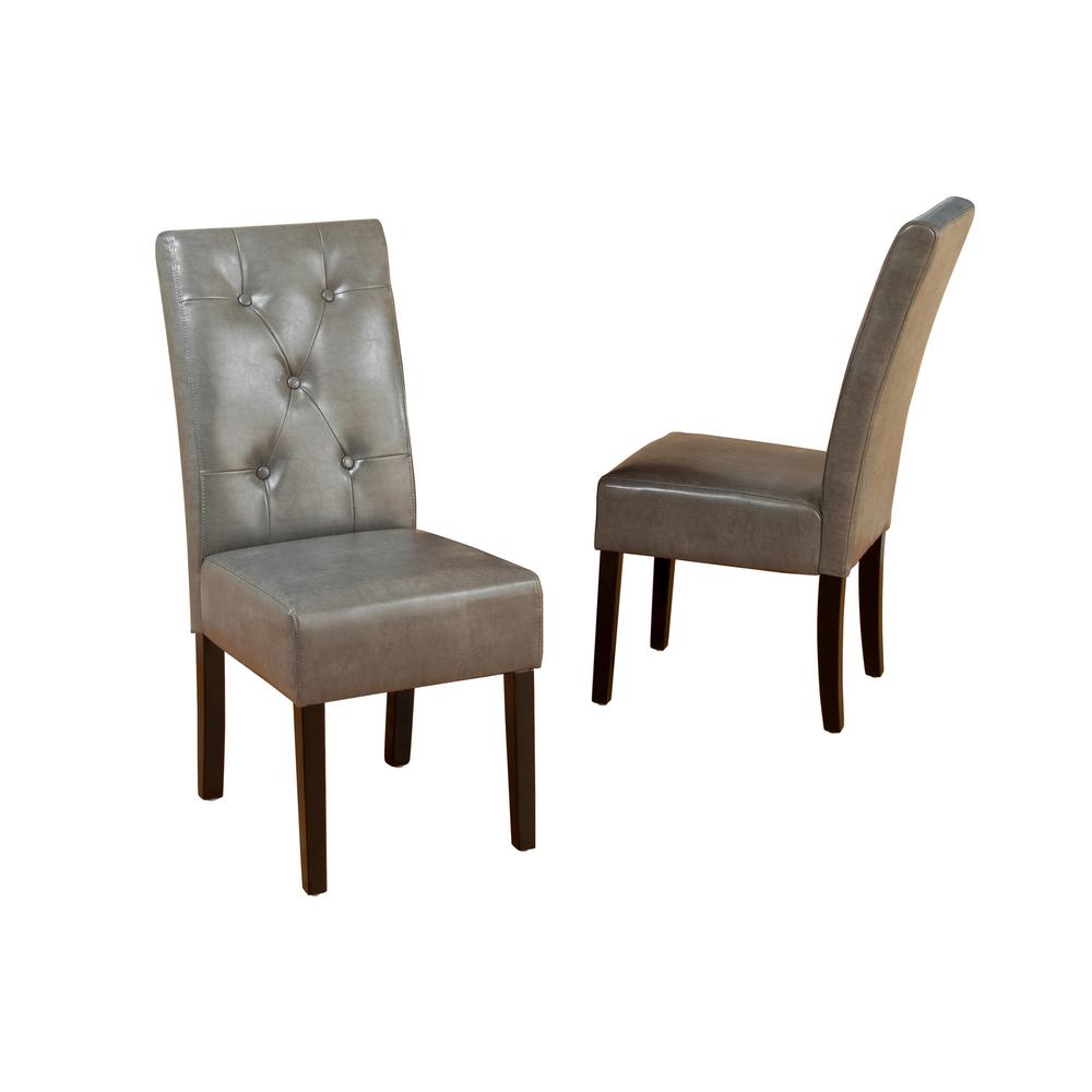 Noble House Taylor Dark Grey Bonded Leather Dining Chair Set Of 2 1251 The Home Depot