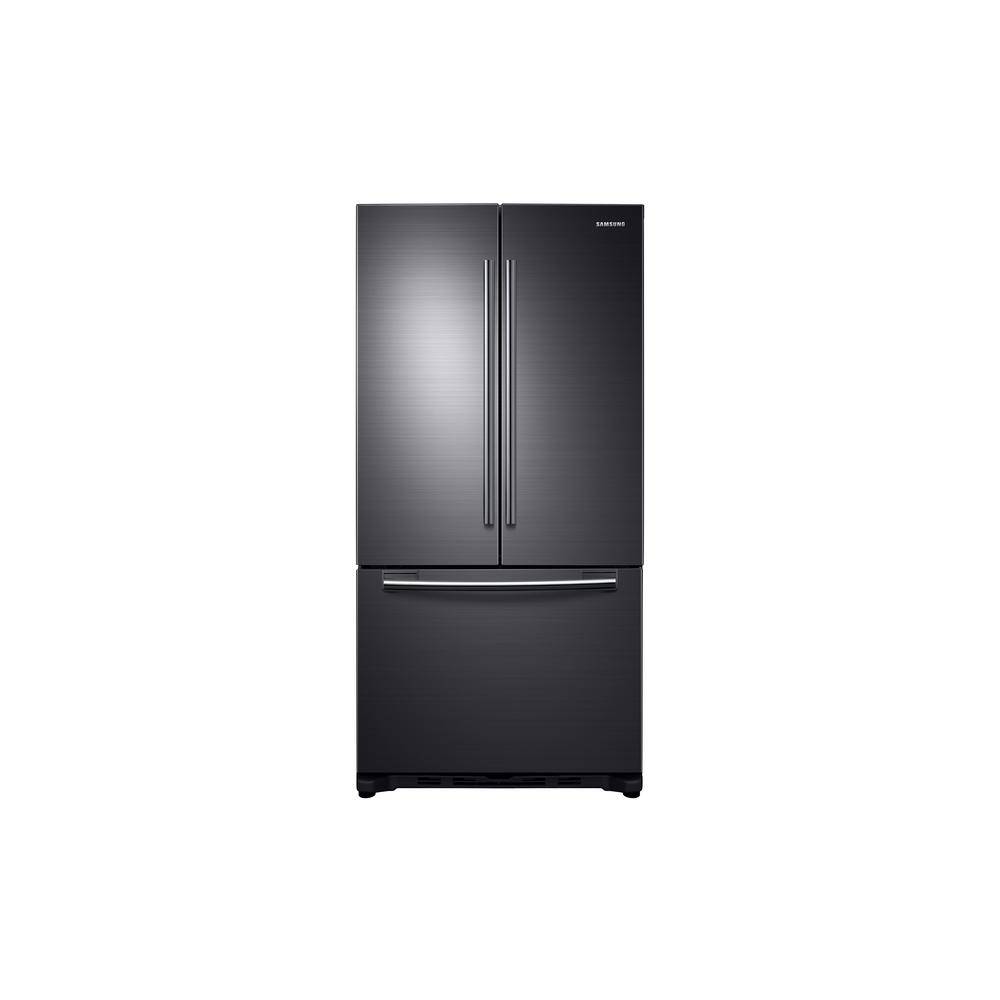 Samsung 33 in. W 17.5 cu. ft. French Door Refrigerator in Black Samsung Black Stainless Steel Refrigerator 33 Inches Wide
