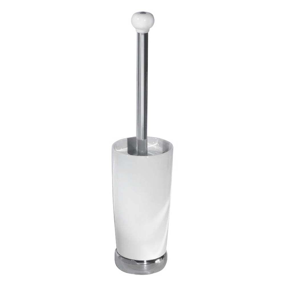 white porcelain toilet brush holder