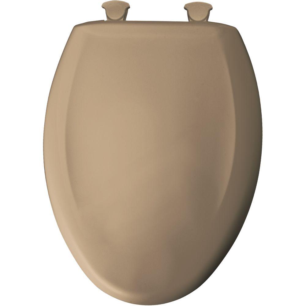Elongated Closed Front Toilet Seat in Mexican Sand Slow Close Durable