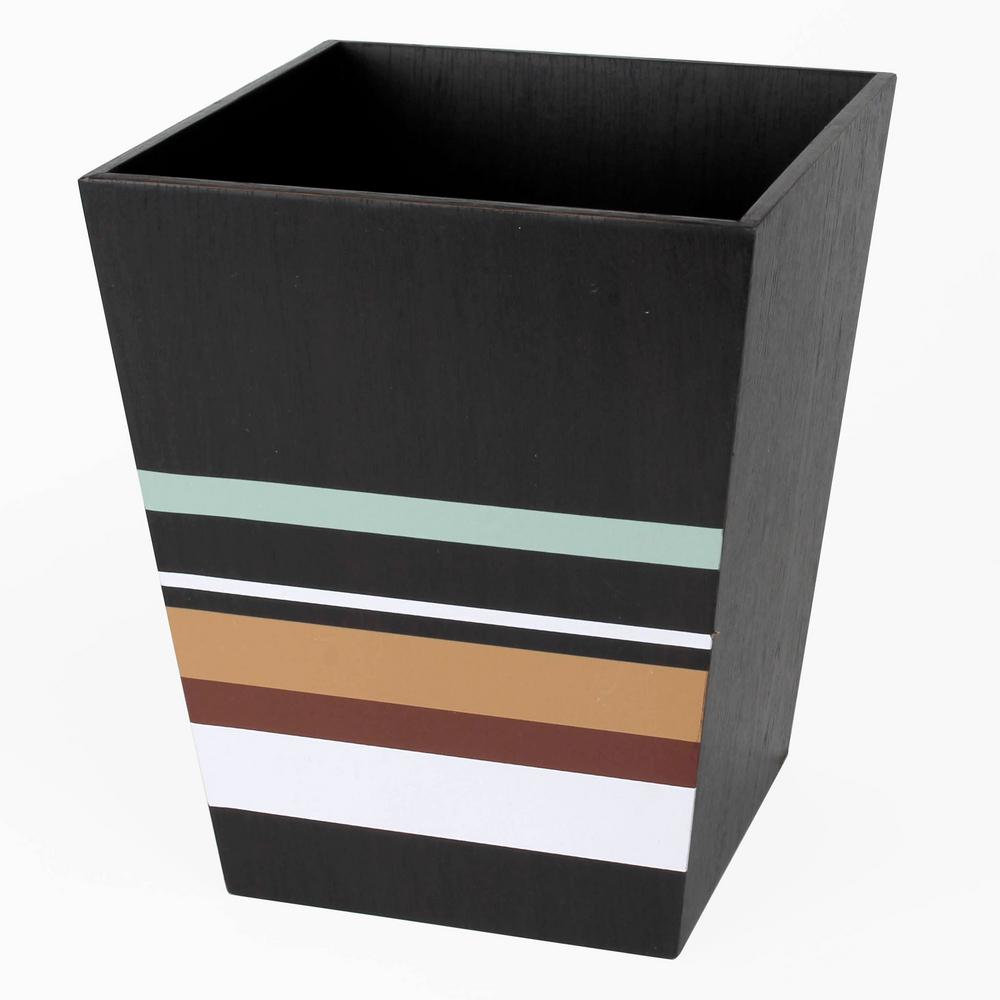 Saturday Knight Jessen Stripe Freestanding Wastebasket in Brown by Saturday Knight