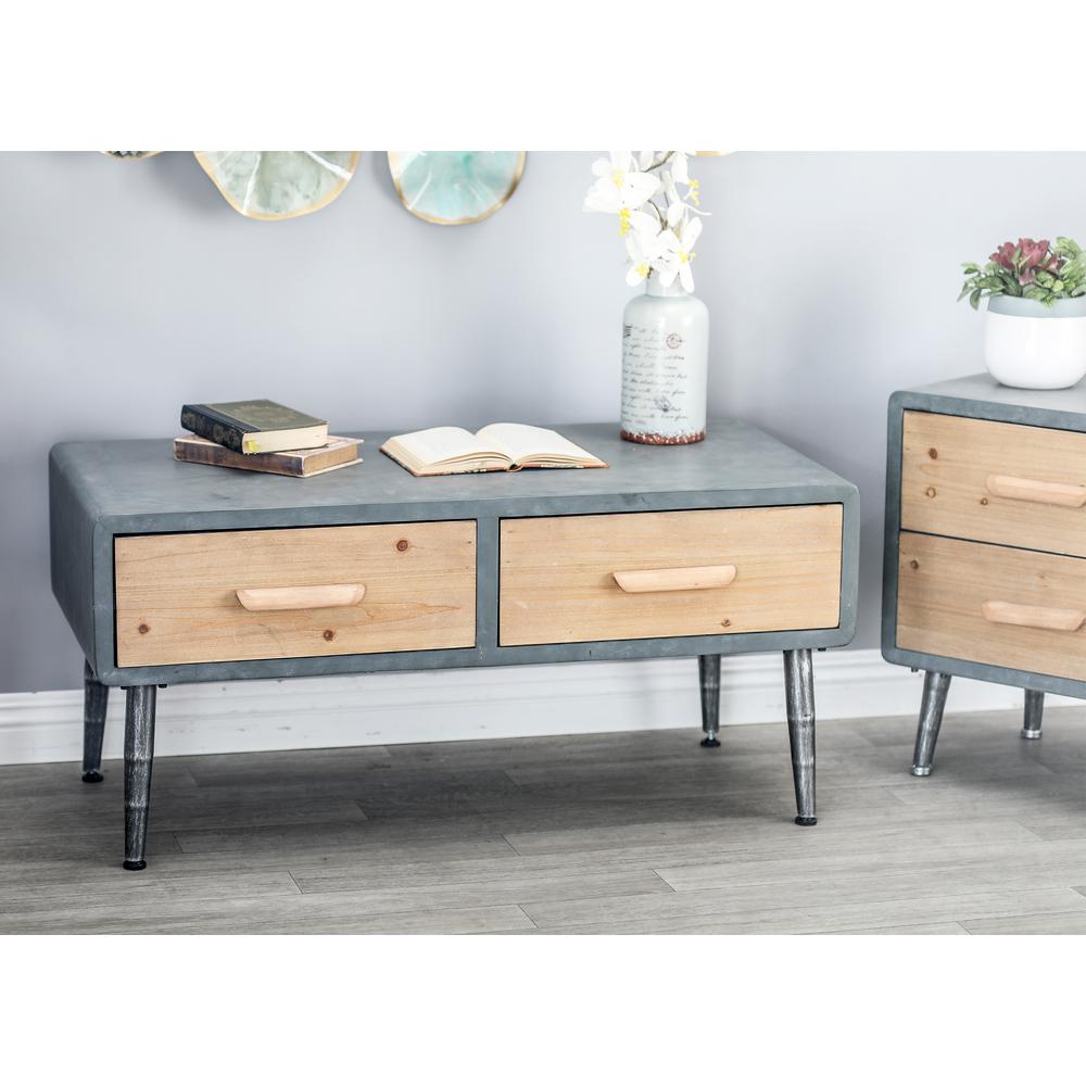 Litton Lane Gray Rectangular 2 Drawer Coffee Table 90655 The Home Litton Lane Gray Rectangular 2 Drawer Coffee Table