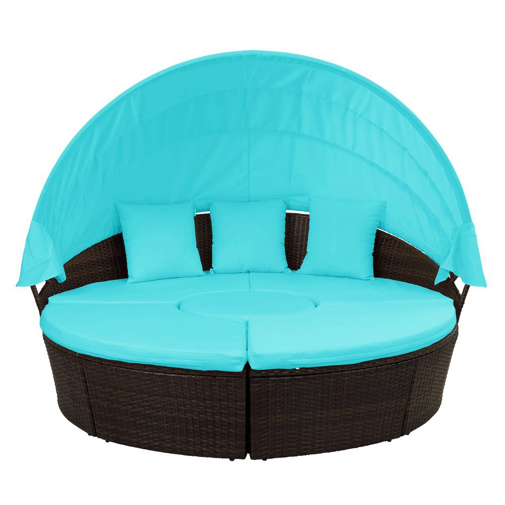 Direct Wicker Belle 4 Piece Patio Furniture Round Outdoor Sectional Sofa Set Rattan Daybed With Blue Cushions Sh000086aac The Home Depot - Round Sectional Sofa Outdoor Direct Wicker Belle 4 Piece Patio Furniture Round Outdoor Sectional Sofa Set Rattan Daybed With Blue Cushions Sh000086aac The Home Depot - Round Sectional Sofa Outdoor