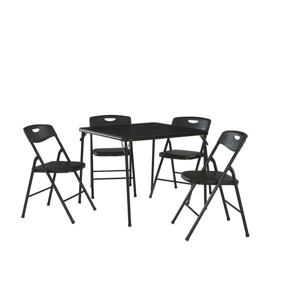 Cosco 5 Piece Black Portable Folding Card Table Set