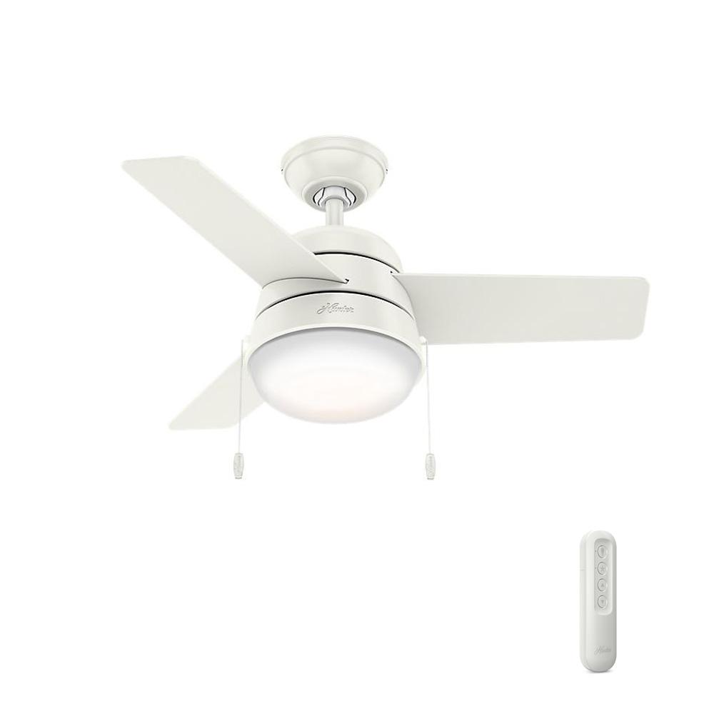 Hunter Aker 30 In Led Indoor Fresh White Ceiling Fan With Light And Led Indoor Fresh White Ceiling Fan With Light And Bundled Handheld