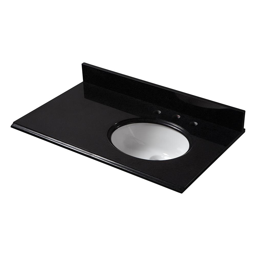Sink On Right Side Vanity Tops Bathroom Vanities The Home Depot W Granite Vanity Top In Black With Offset Right Bowl And 8