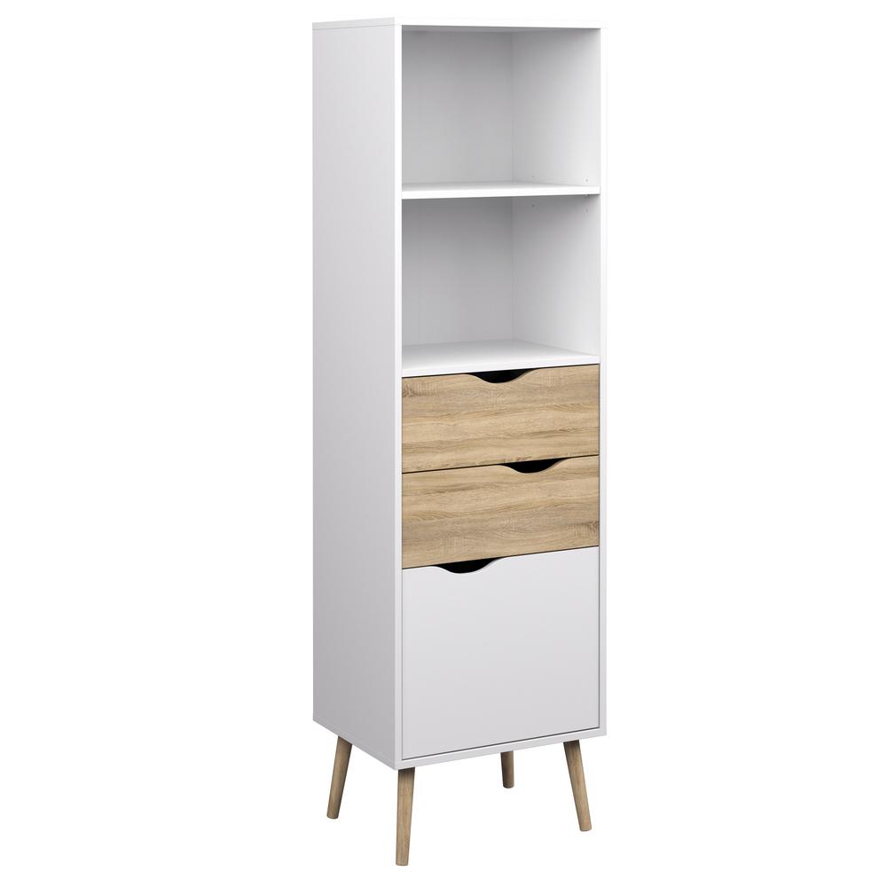 Tvilum Diana White/Oak Structure Bookcase with 2Drawers and 1Door