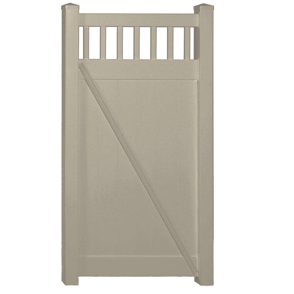 Weatherables Mason 3.7 ft. W x 6 ft. H Khaki Vinyl Privacy Fence Gate