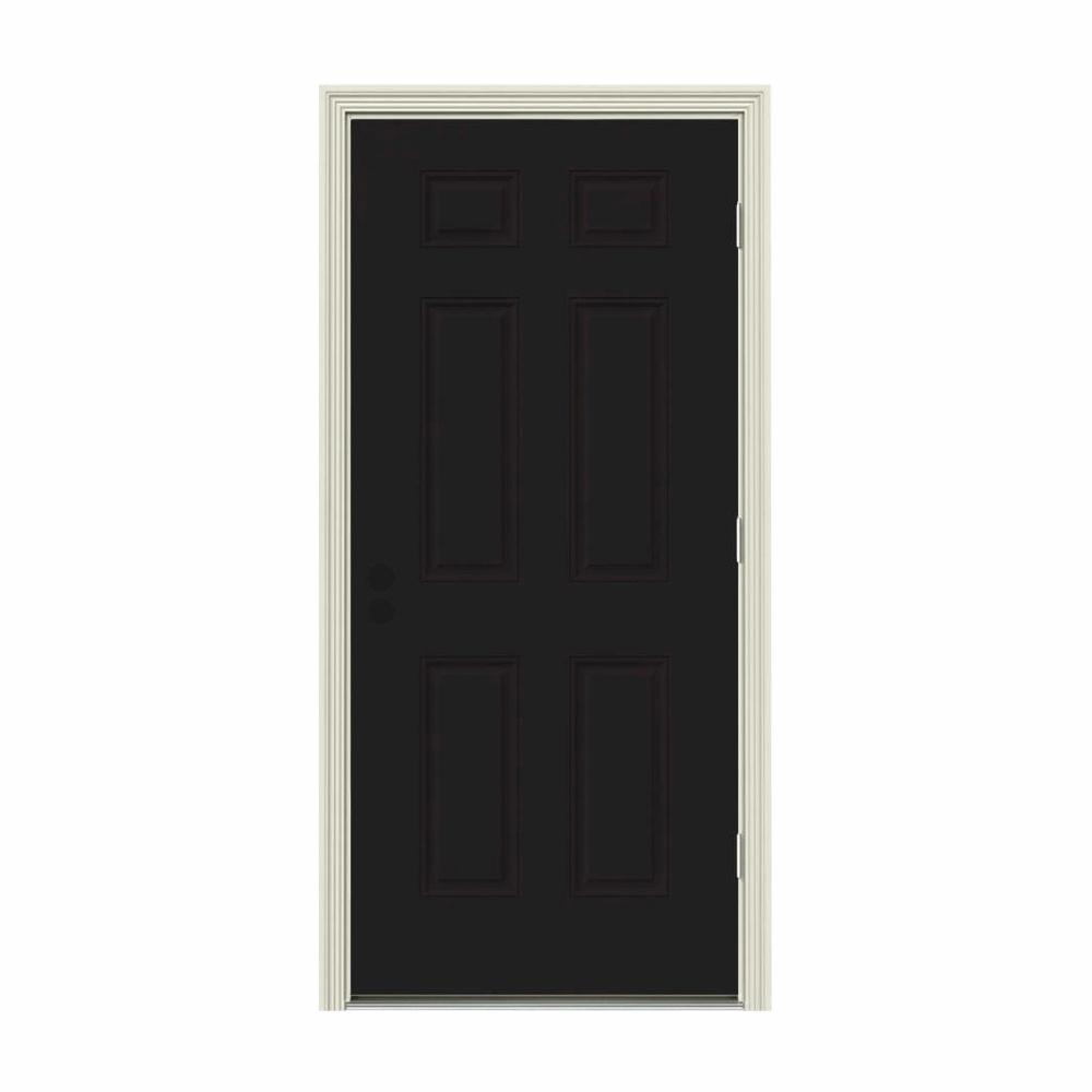 JELDWEN 36 in. x 80 in. 6Panel Black Painted Steel JELDWEN 36 in. x 80 in. 6Panel Black Painted Steel