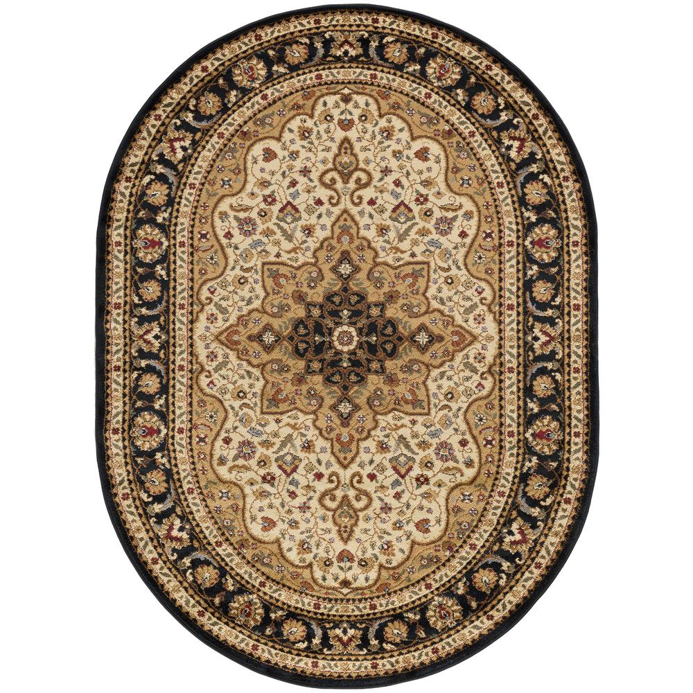 Tayse Rugs Elegance Ivory 7 Ft X 10 Oval Traditional Area Rug