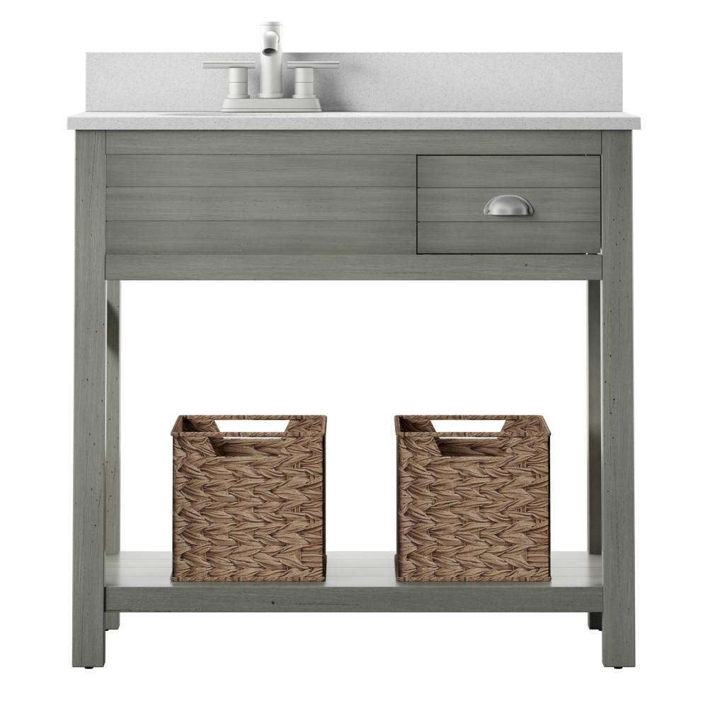 Twin Star Home 36 in. W x 20 in. D Open Bath Vanity with Baskets in