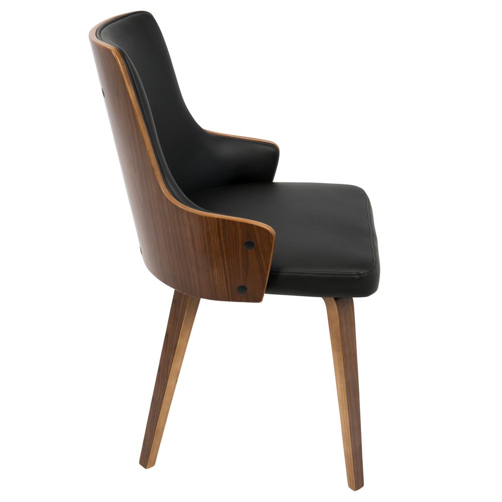 Lumisource Stella MidCentury Walnut and Black Modern Dining Chair Faux
