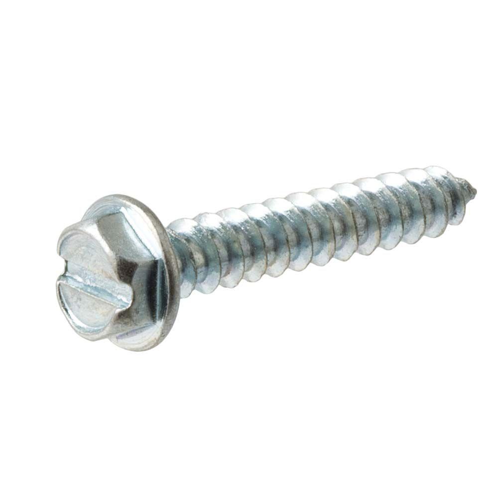 Select Size #14 Sheet Metal Screws Zinc Plated Steel Slotted Hex Washer Head