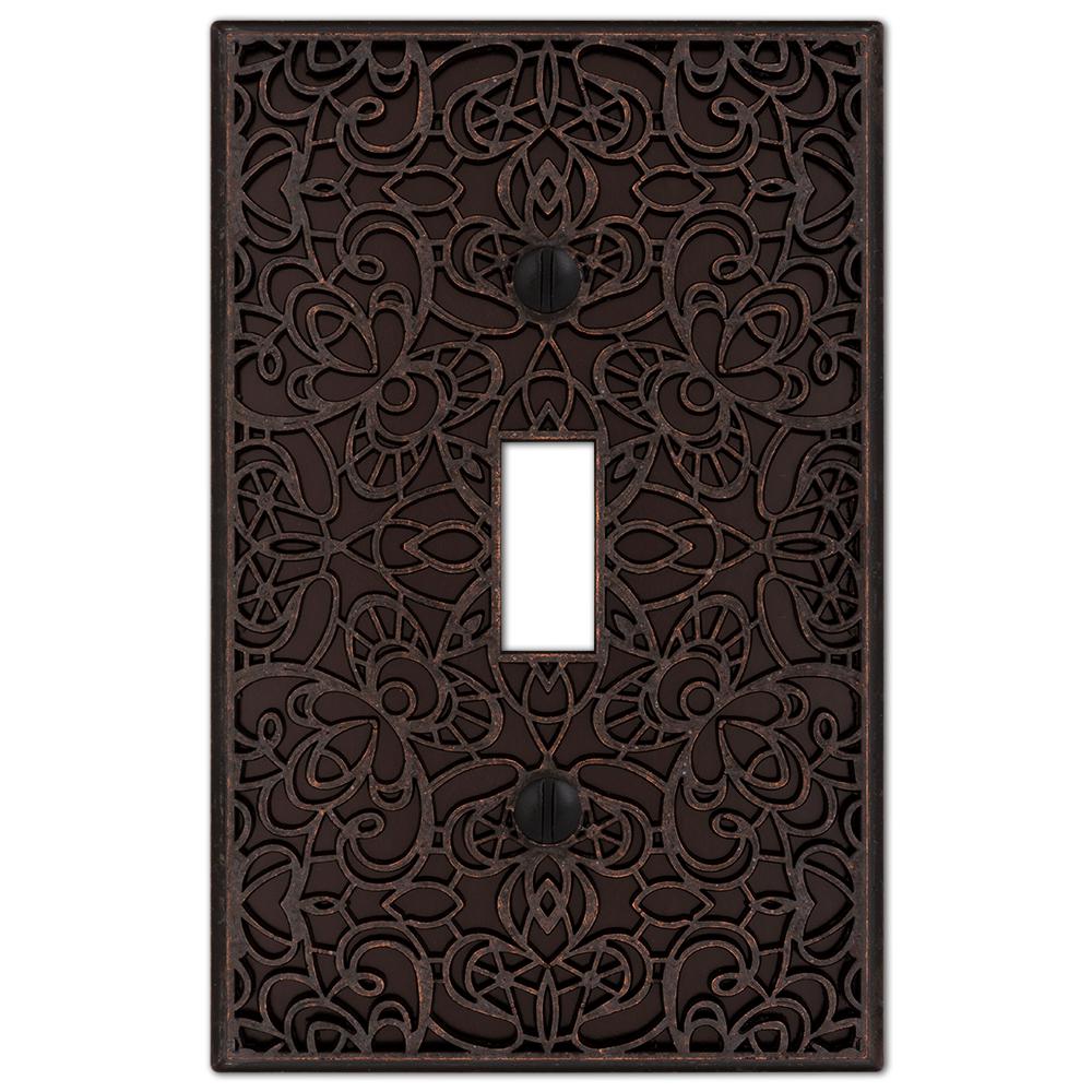 AMERELLE Momfort 1 Gang Toggle Metal Wall Plate Aged Bronze73TDB