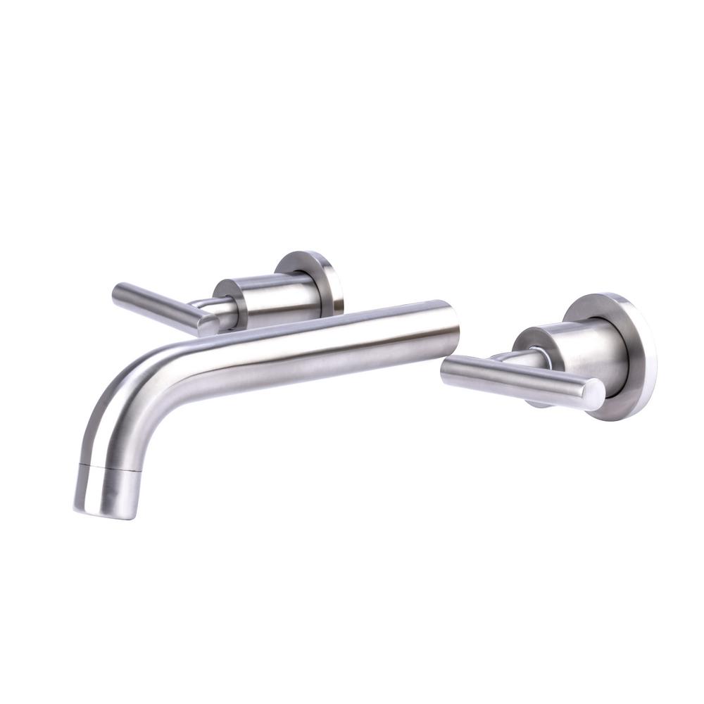 Italia Contemporary 2 Handle Wall Mount Bathroom Faucet In Brushed