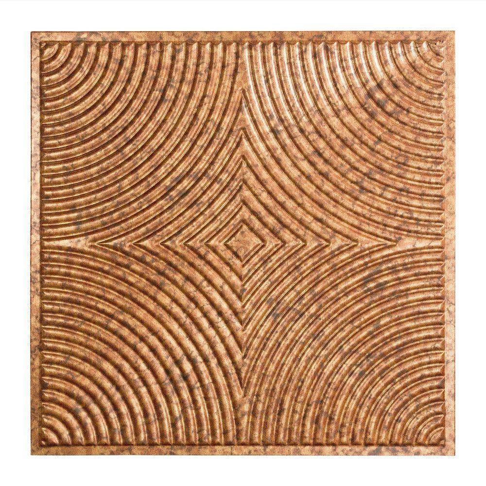 Fasade Echo 2 Ft X 2 Ft Vinyl Lay In Ceiling Tile In Cracked Copper