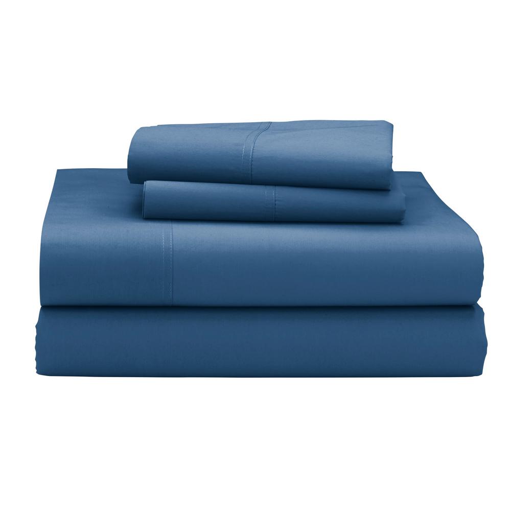 The Company Cotton 4 Piece Copen Blue 300 Thread Count The Company Cotton 4 Piece Copen Blue 300 Thread Count Percale Full Sheet