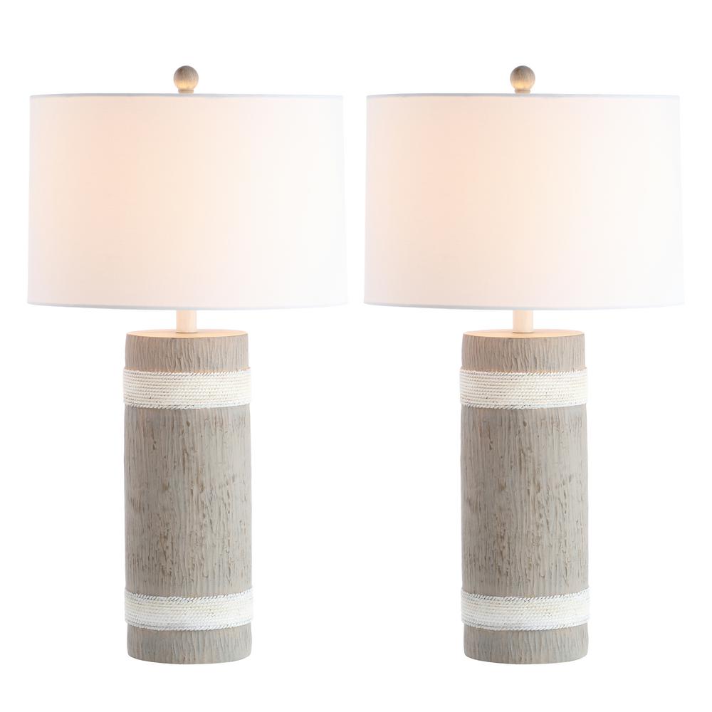 wood and white lamp