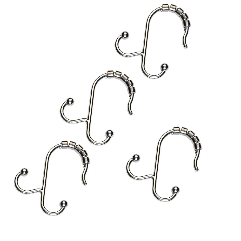Zenna Home 96SS Double Roller Shower Curtain Hooks Chrome