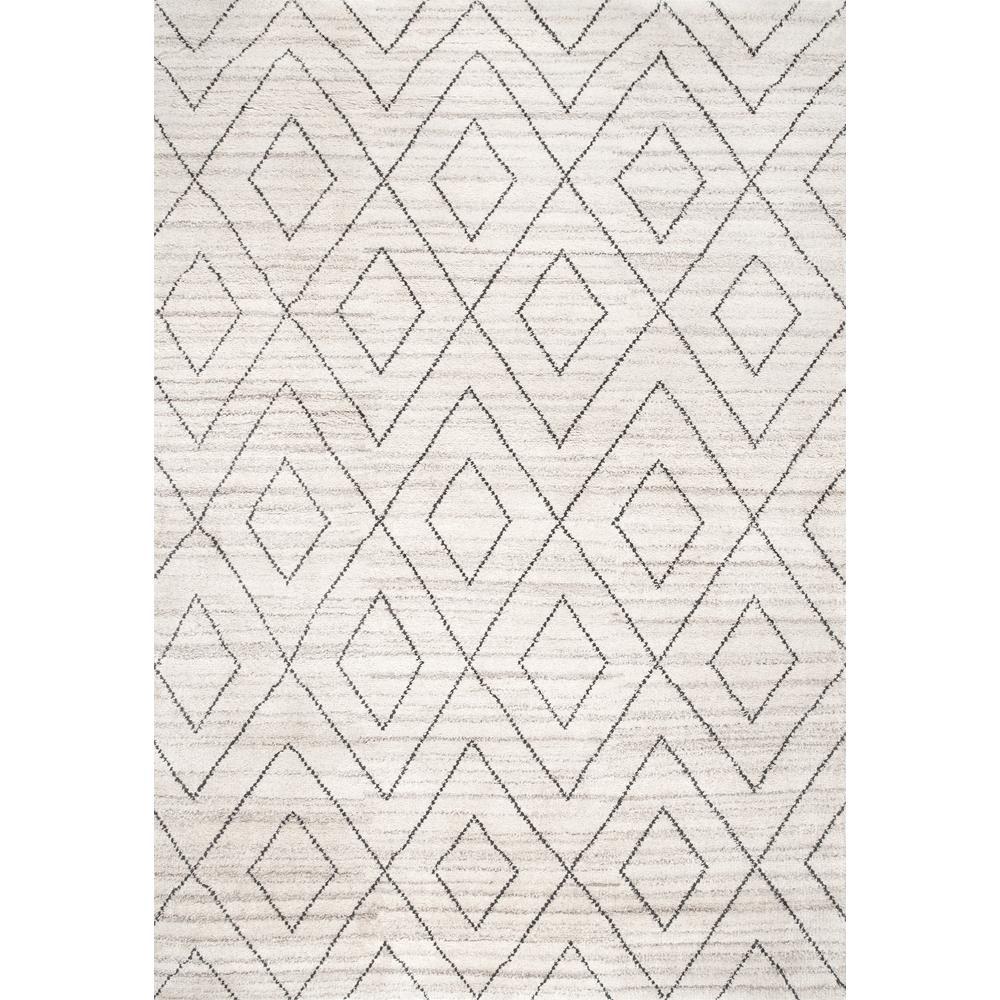 nuLOOM Tia Diamond Hand Knotted Wool Beige 6 ft. x 9 ft. Indoor Area