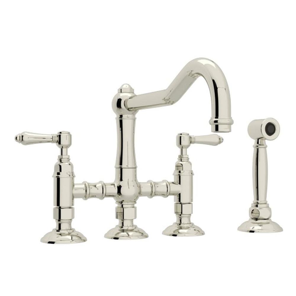 ROHL Country Kitchen 2 Handle Bridge Kitchen Faucet With Side Sprayer In Polished Nickel A1458LMWSPN 2 The Home Depot