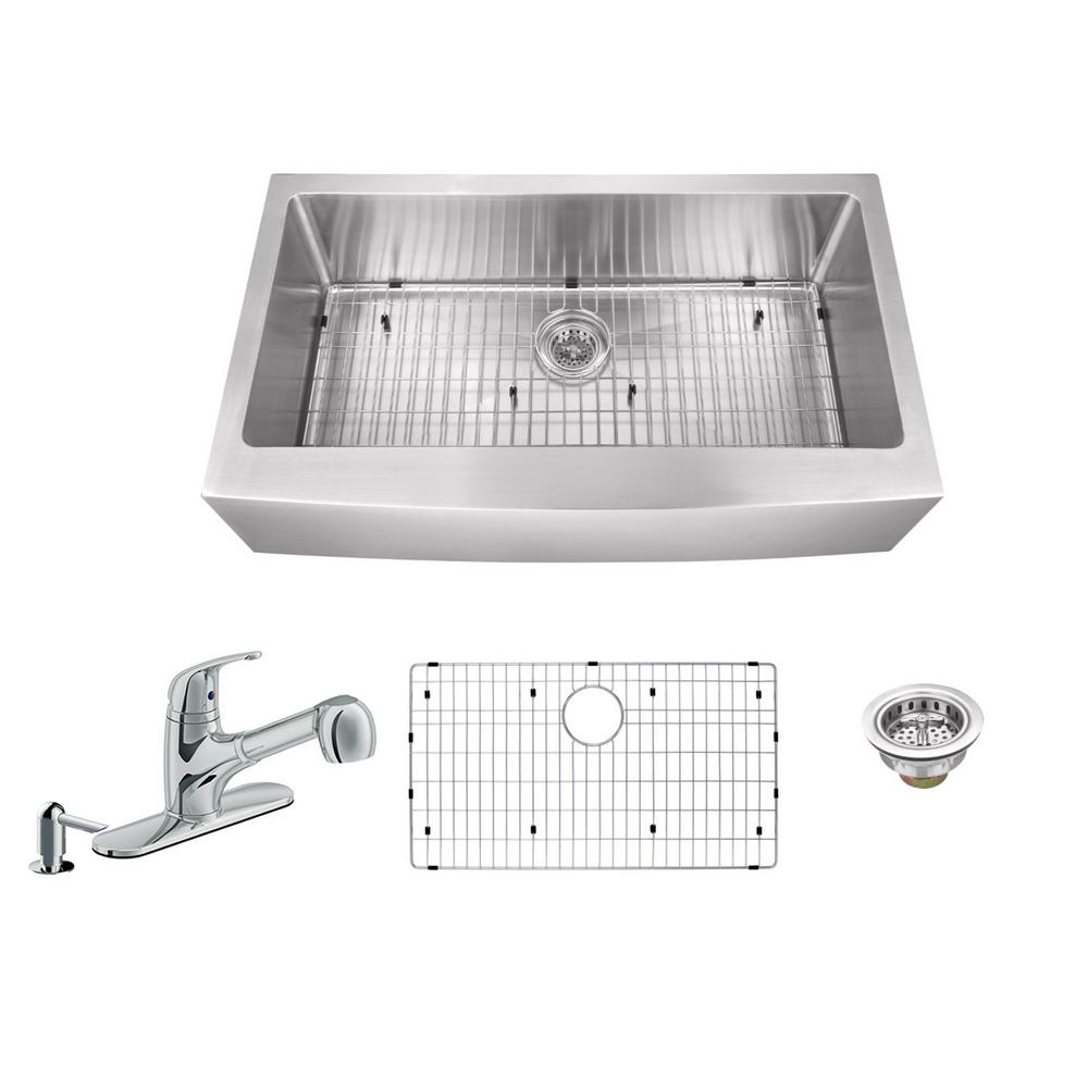 Ipt Sink Company All In One Farmhouse Apron Front Stainless Steel