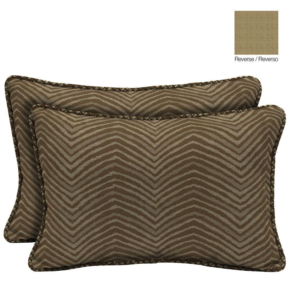 Bombay Outdoors Zebra Lumbar Outdoor Throw Pillow with Welt (2Pack