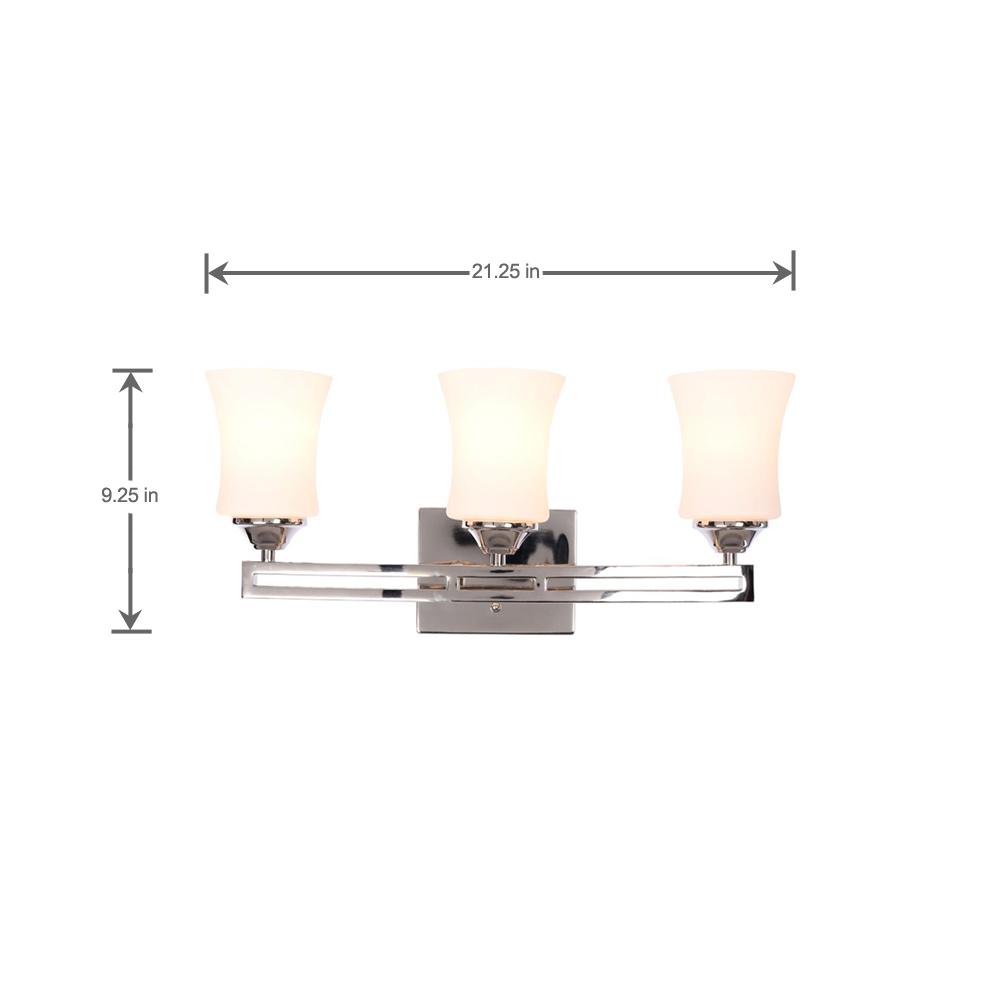 Hampton Bay Landon 3 Light Polished Nickel Vanity Light With Dual