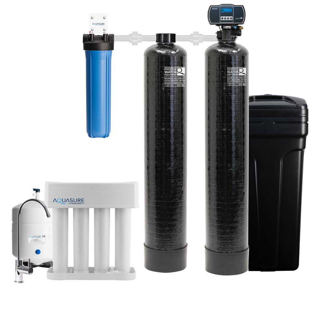 AQUASURE Signature Elite Whole House Water Treatment System with 32,000 ...