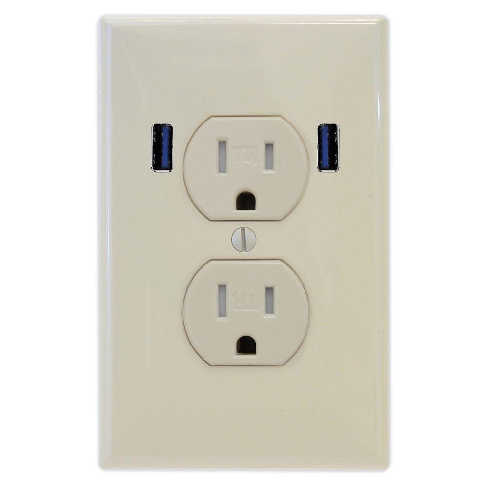 USocket 15 Amp Standard Duplex Tamper Resistant Wall Outlet with 2