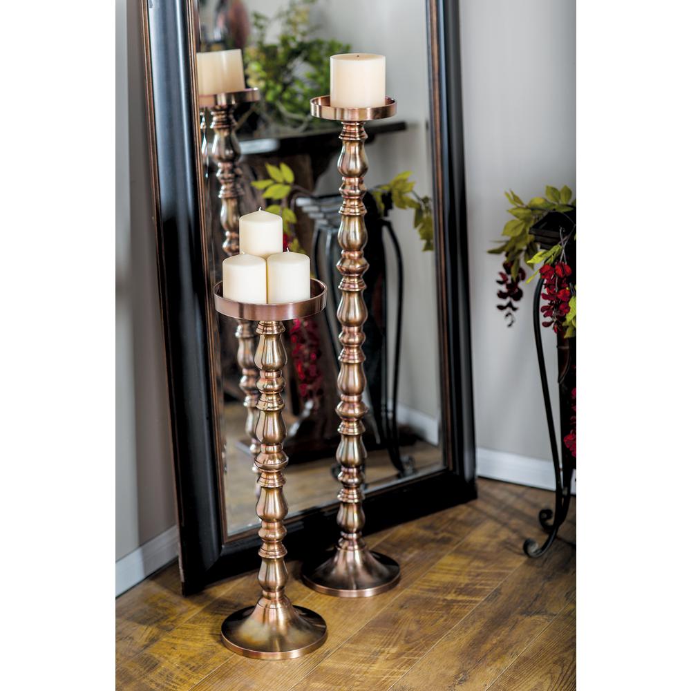 Litton Lane Bronze Segmented Aluminum Candle Holders Set Of 2