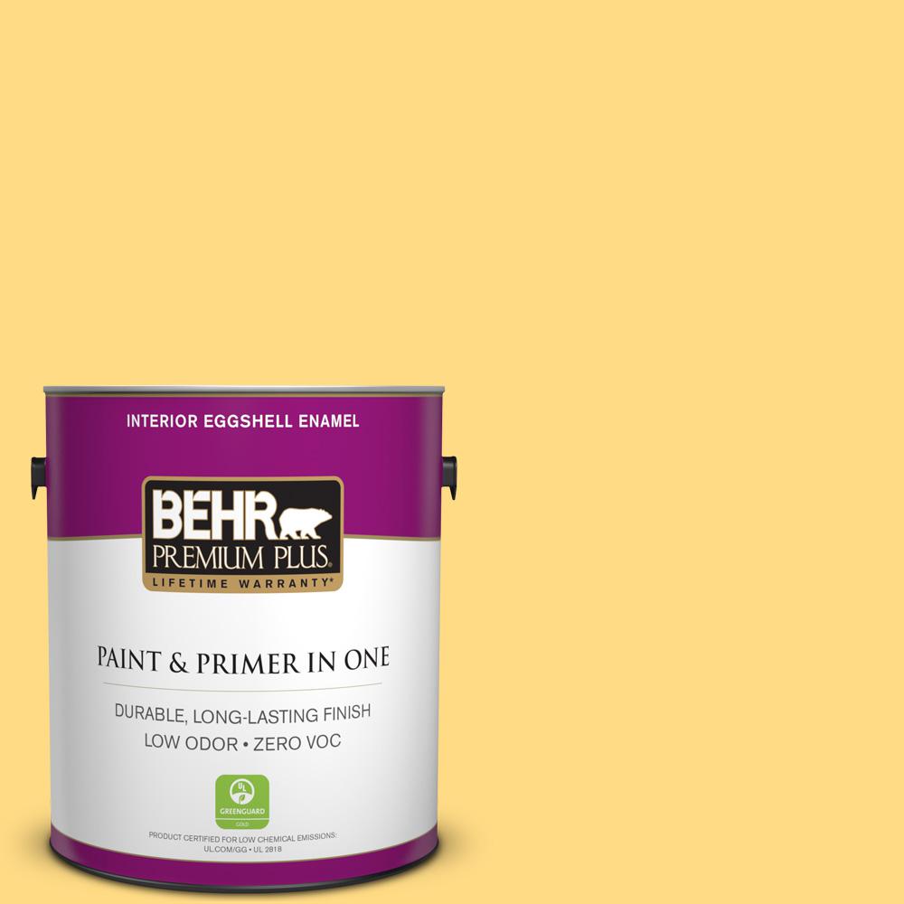 BEHR Premium Plus 1gal. P2904 Spirited Yellow Eggshell Enamel
