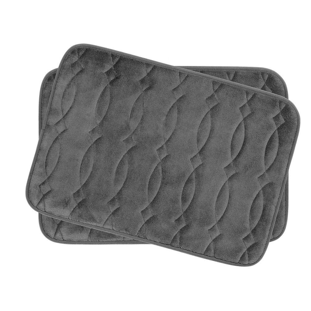 Grecian Dark Gray 17 in. x 24 in. Memory Foam 2Piece