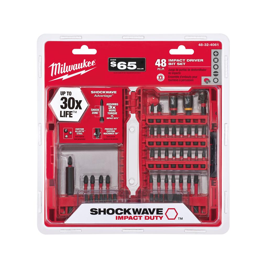 Milwaukee Shockwave Impact Duty Driver Bit Set (48-Piece)-48-32-4061 ...