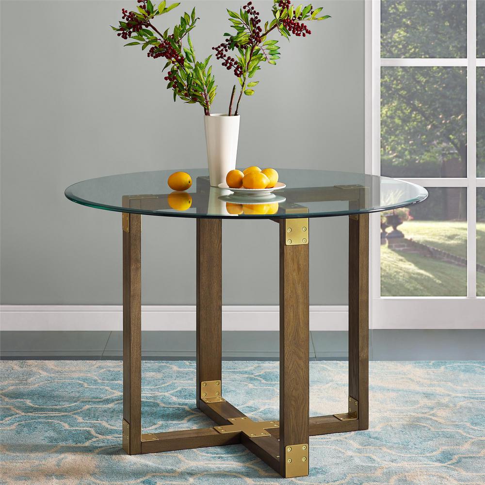 Dorel Living Twila Rustic Oak Gl Top Dining Table Fh7805 Dorel Living Twila Rustic Oak Gl Top Dining Table Fh7805