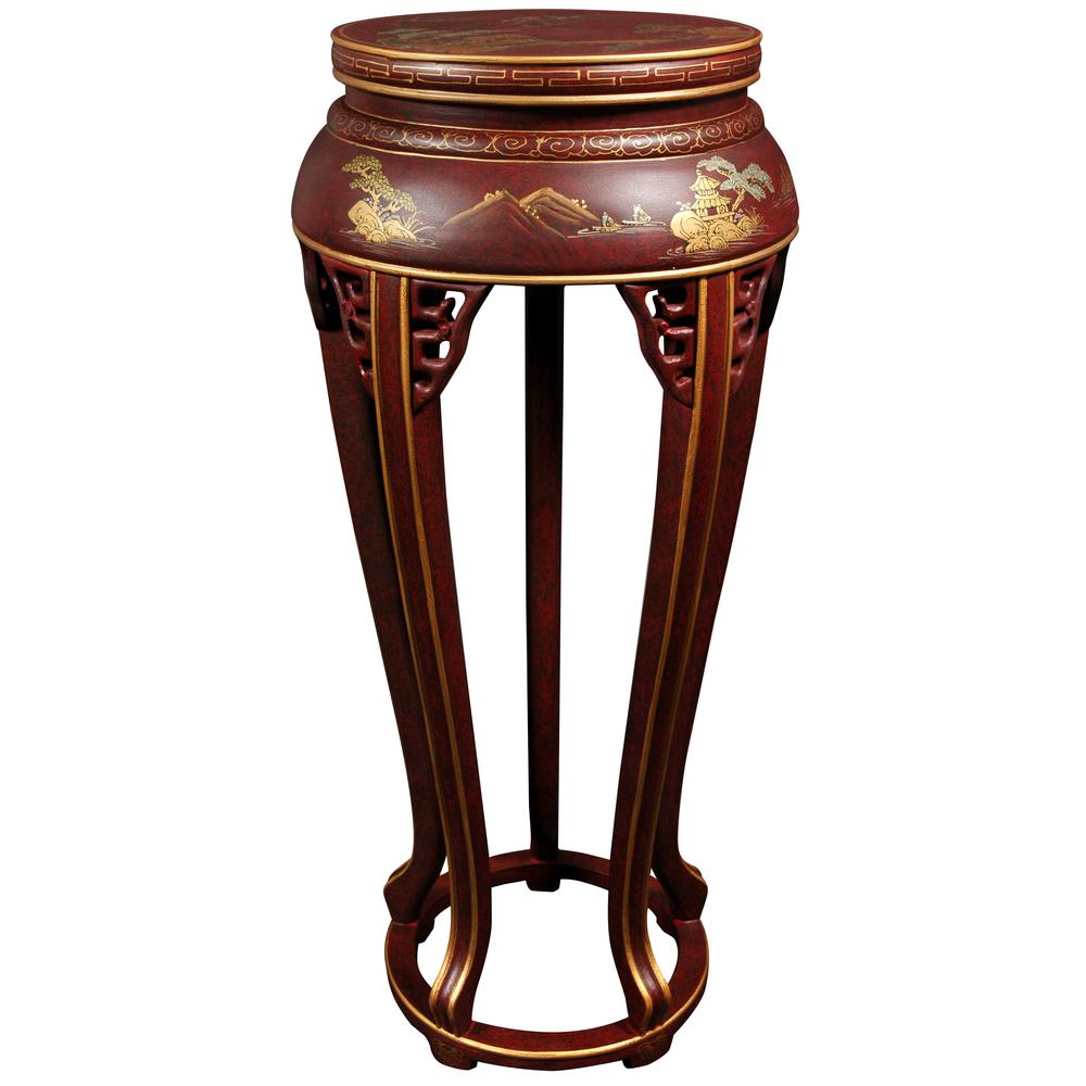 Oriental Furniture 13 In Lacquer Landscape Plant Oriental Furniture 13 In Lacquer Landscape Plant Stand Red Lcq 59 Rc The Home Depot