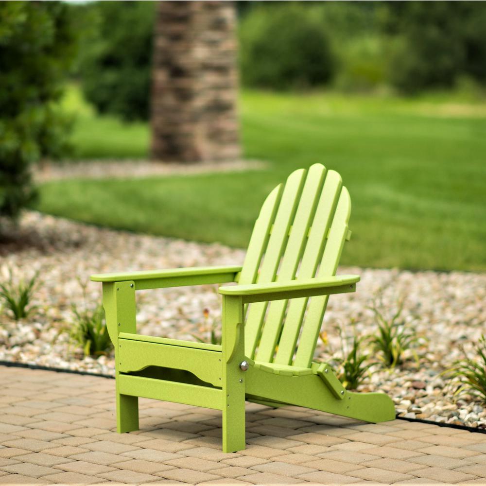 Durogreen Icon Lime Green Plastic Folding Adirondack Chair Durogreen Icon Lime Green Plastic