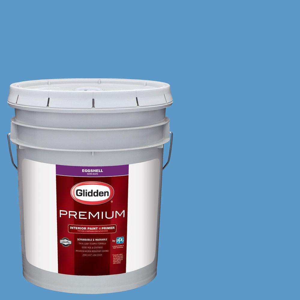 Glidden Premium 5 gal. #HDGV01 Bright Sailing Sky Blue Eggshell Interior Paint with Primer