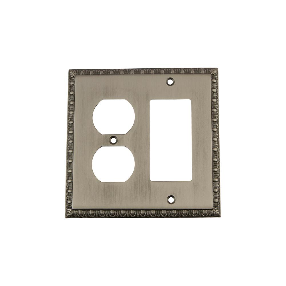 Nostalgic Warehouse Egg and Dart Switch Plate with Rocker and Outlet in Antique... by Nostalgic Warehouse