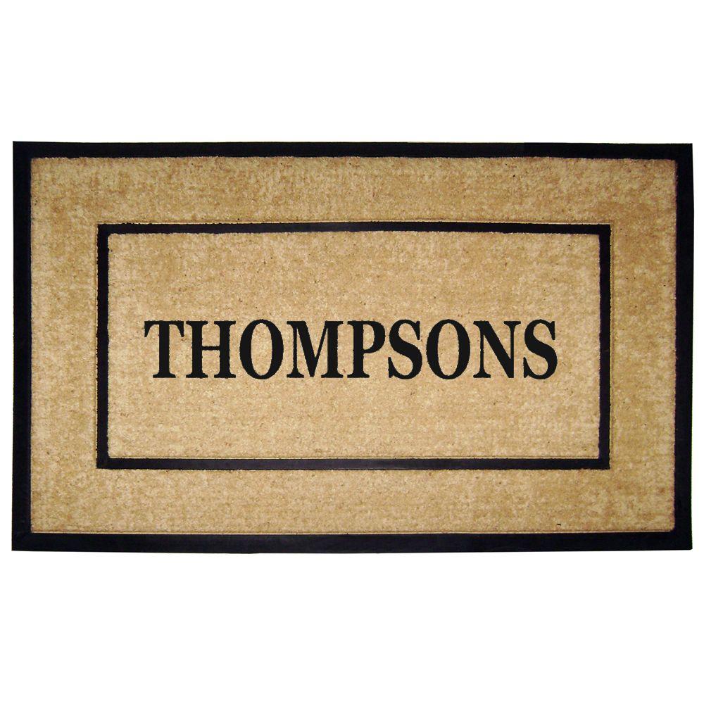 Nedia Home Dirtbuster Single Picture Frame Black 30 In X 48 In Coir With Rubber Border Monogrammed S Door Mat