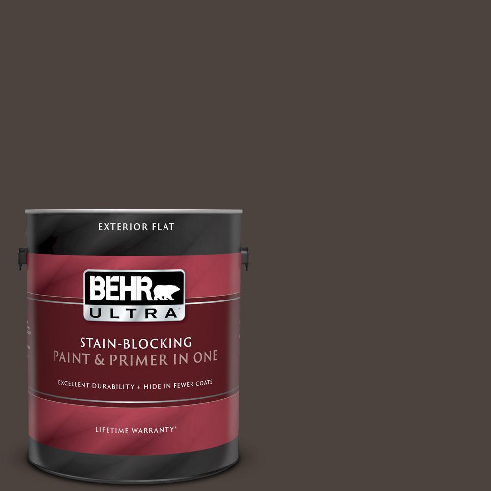 BEHR ULTRA 1 gal. N1107 Black Flat Exterior Paint and Primer